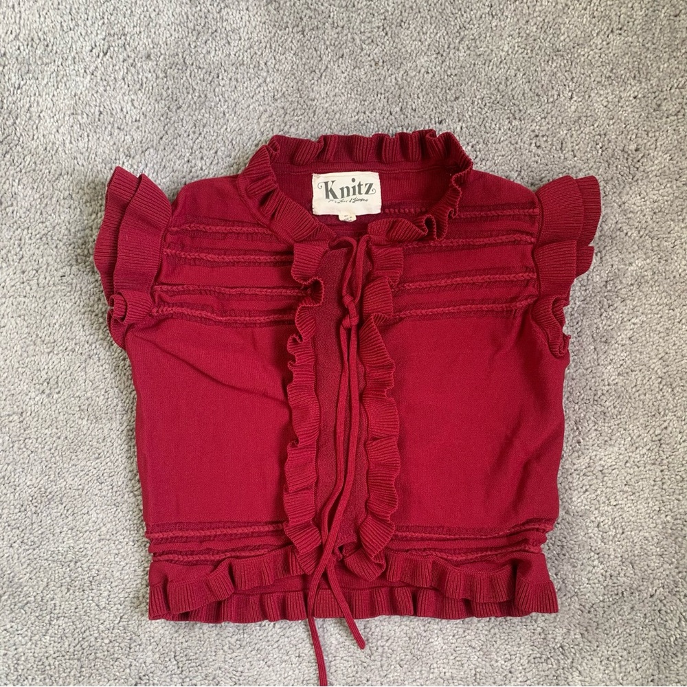 FL&L KNITZ RUFFLE CROP TOP - Picture 2 of 2